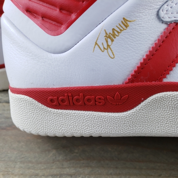 adidas Tyshawn Men's Leather Skate Casual Shoes White Red - Picture 11 of 11